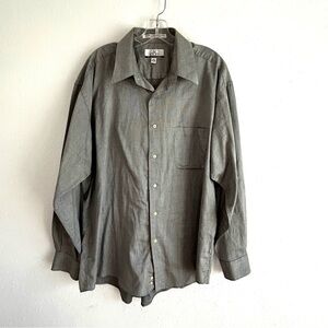 ENRO Mens Dress Shirt XL 17.5 34/35 Gray Micro Nailhead Pima Cotton Blend Casual